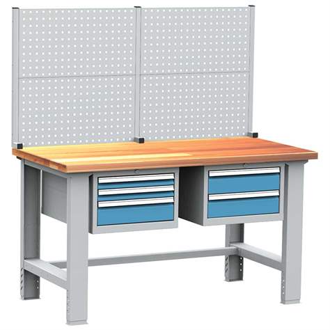 Hängeschrank für Werkstattbänke, 3 Schubladen (2x 60, 1x 120), Farbe grau RAL7035/ blau RAL5012 - Kovos Verneřice - Bild4