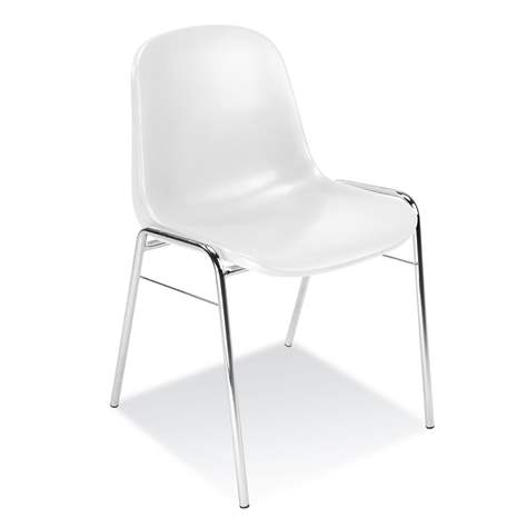 Kunststoff-Sitzschale BETA, verchromtes Stahlrohrgestell, Farbe Weiß - Nowy Styl Group