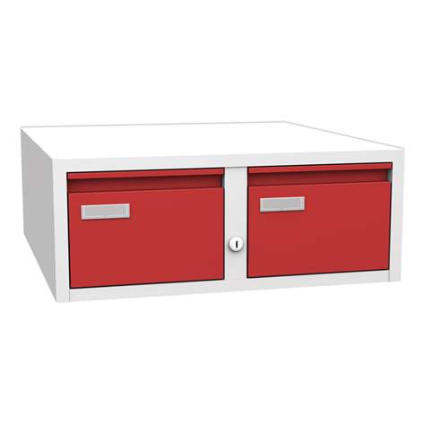 Cartotecă - dulap arhivare registratură - cu 2 sertare, format A5, HxLxl: 217x560x600 mm, gri RAL7035/roșu RAL3000 - Kovos Verneřice