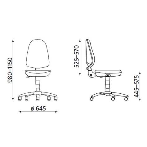 Bürodrehstuhl PEGAZ, ergonomisch, ohne Armlehnen, Fußkreuz aus Nylon, Bezugsmaterial Basic - hellgrau - Nowy Styl Group - Bild3