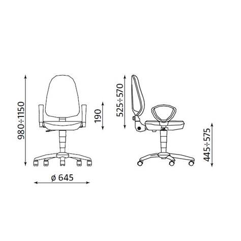 Bürodrehstuhl PEGAZ, ergonomisch, mit Armlehnen, Fußkreuz aus Nylon, Bezugsmaterial Basic - hellgrau - Nowy Styl Group - Bild3