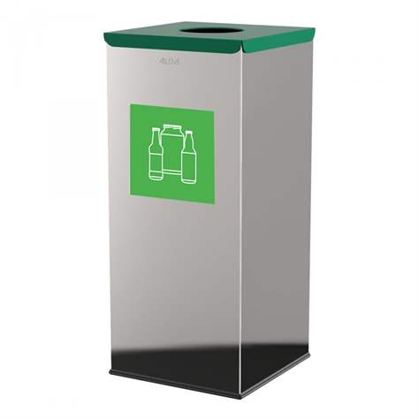 Wertstoffsammler EKO SQUARE, Volumen 60 l, Edelstahlbehälter, Farbe Grün - Alda S.A.