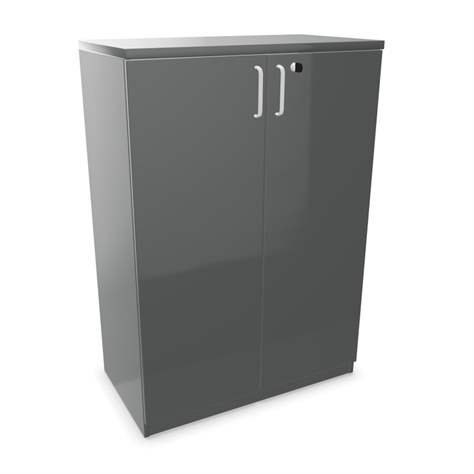 Büroschrank - Doppel-Flügeltüren, H x B x T: 1155 x 800 x 445 mm, Farbe Dunkelgrau - Nowy Styl Group