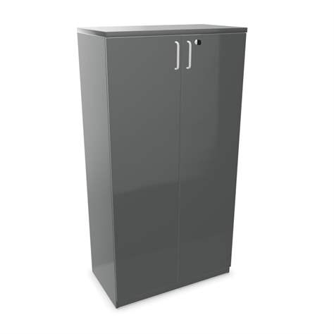 Büroschrank - Doppel-Flügeltüren, H x B x T: 1545 x 800 x 445 mm, Farbe Dunkelgrau - Nowy Styl Group