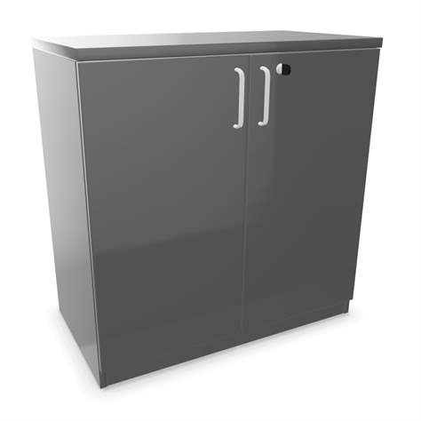 Büroschrank - Doppel-Flügeltüren, H x B x T: 825 x 800 x 445 mm, Farbe Dunkelgrau - Nowy Styl Group