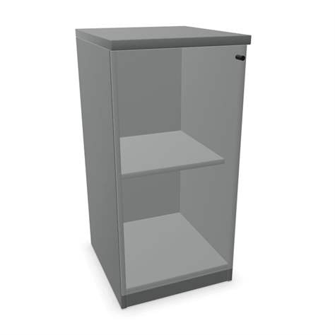 Büroschrank - verglaste Flügeltür, H x B x T: 825 x 400 x 445 mm, Farbe Dunkelgrau - Nowy Styl Group
