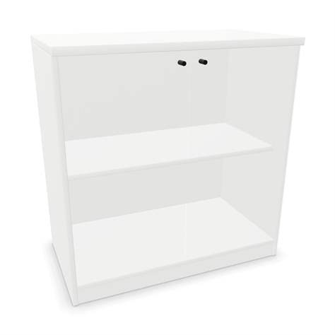 Büroschrank - verglaste Doppel-Flügeltüren, H x B x T: 825 x 800 x 445 mm, Farbe Weiß - Nowy Styl Group