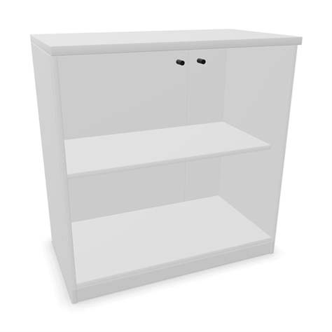 Büroschrank - verglaste Doppel-Flügeltüren, H x B x T: 825 x 800 x 445 mm, Farbe Lichtgrau - Nowy Styl Group
