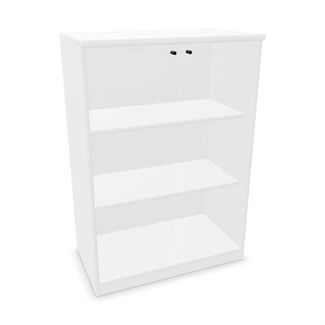 Büroschrank - verglaste Doppel-Flügeltüren, H x B x T: 1155 x 800 x 445 mm, Farbe Weiß - Nowy Styl Group