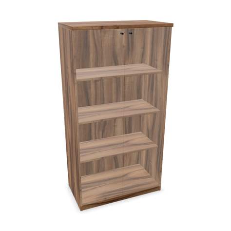 Büroschrank - verglaste Doppel-Flügeltüren, H x B x T: 1545 x 800 x 445 mm, Farbe Nussbaum - Nowy Styl Group