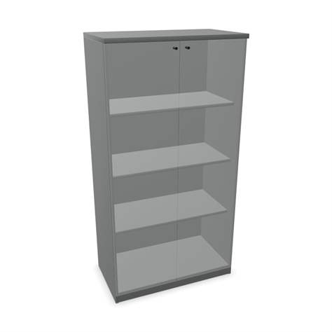 Büroschrank - verglaste Doppel-Flügeltüren, H x B x T: 1545 x 800 x 445 mm, Farbe Dunkelgrau - Nowy Styl Group