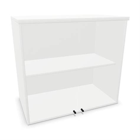 Büroschrank - verglaste Doppel-Flügeltüren, Anbau H x B x T: 740 x 800 x 445 mm, Farbe Weiß - Nowy Styl Group