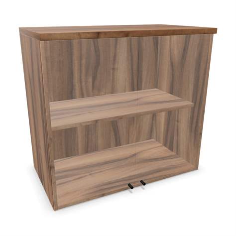 Büroschrank - verglaste Doppel-Flügeltüren, Anbau H x B x T: 740 x 800 x 445 mm, Farbe Nussbaum - Nowy Styl Group