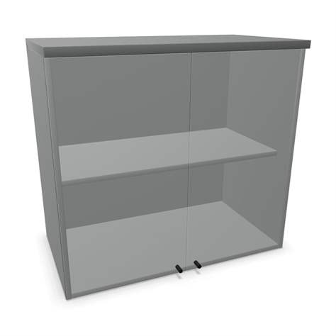 Büroschrank - verglaste Doppel-Flügeltüren, Anbau H x B x T: 740 x 800 x 445 mm, Farbe Dunkelgrau - Nowy Styl Group