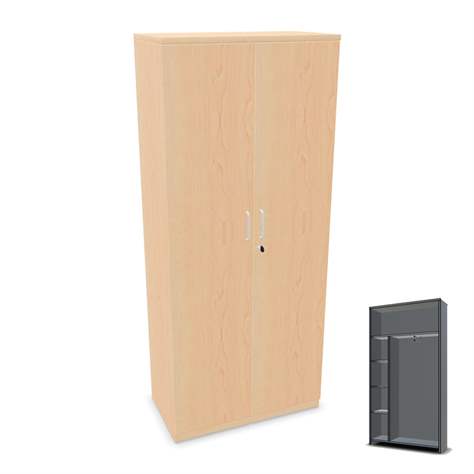 Garderobenschrank mit Böden, H x B x T: 1895 x 800 x 445 mm, Farbe Ahorn - Nowy Styl Group