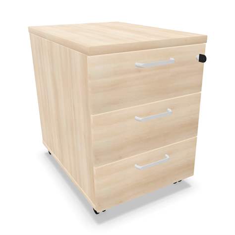 Fahrbarer Container, 3 Schubladen, Farbe Akazie, H x B x T: 600 x 430 x 600 mm - Nowy Styl Group