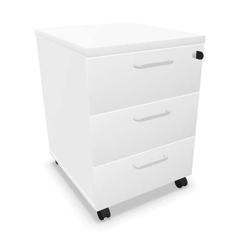 Fahrbarer Container, 3 Schubladen, Farbe weiß, H x B x T: 600 x 430 x 480 mm - Nowy Styl Group