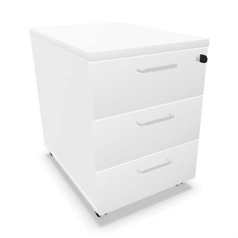 Rollbox - modul container tip dulăpior mobil, 3 sertare, culoare albă, HxLxl: 600 x 430 x 600 mm - Nowy Styl Group