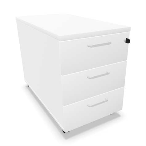 Fahrbarer Container, 3 Schubladen, Farbe weiß, H x B x T: 600 x 430 x 800 mm - Nowy Styl Group