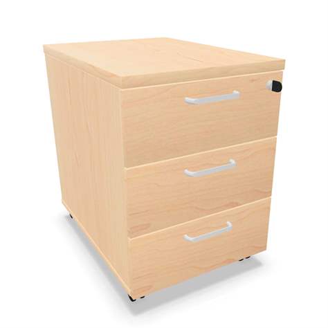 Fahrbarer Container, 3 Schubladen, Farbe Ahorn, H x B x T: 600 x 430 x 600 mm - Nowy Styl Group