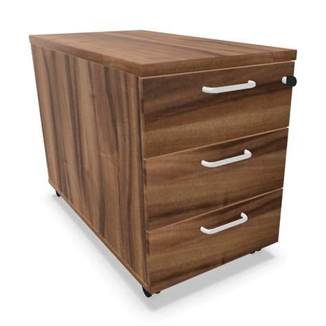 Fahrbares Container, 3 Schubladen, Farbe Nussbaum, H x B x T: 600 x 430 x 800 mm - Nowy Styl Group