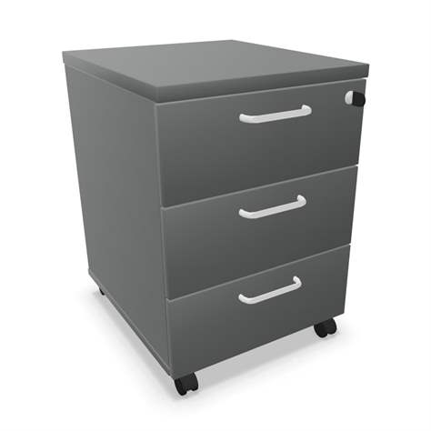 Fahrbarer Container, 3 Schubladen, Farbe Dunkelgrau, H x B x T: 600 x 430 x 480 mm - Nowy Styl Group