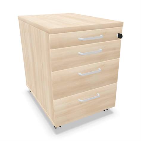 Fahrbarer Container, 4 Schubladen, Farbe Akazie, H x B x T: 600 x 430 x 600 mm - Nowy Styl Group