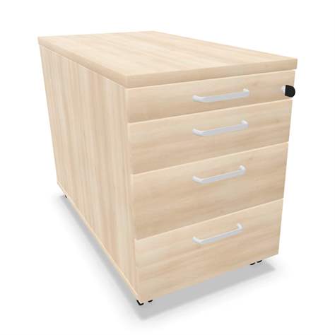 Fahrbarer Container, 4 Schubladen, Farbe Akazie, H x B x T: 600 x 430 x 800 mm - Nowy Styl Group