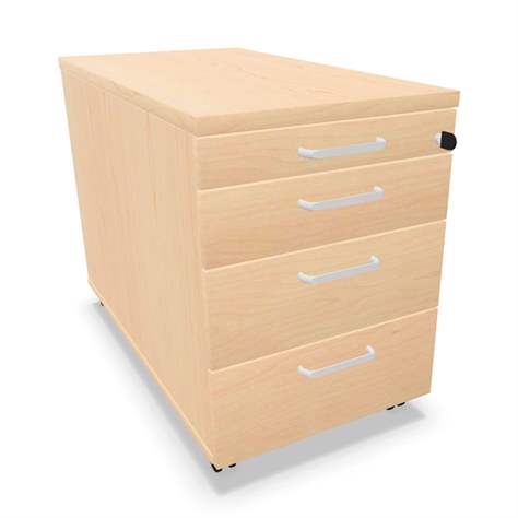 Fahrbarer Container, 4 Schubladen, Farbe Ahorn, H x B x T: 600 x 430 x 800 mm - Nowy Styl Group