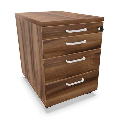 Fahrbarer Container, 4 Schubladen, Farbe Nussbaum, H x B x T: 600 x 430 x 600 mm - Nowy Styl Group