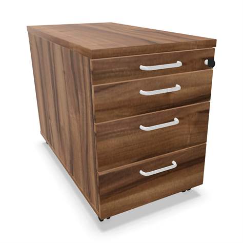 Fahrbarer Container, 4 Schubladen, Farbe Nussbaum, H x B x T: 600 x 430 x 800 mm - Nowy Styl Group