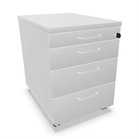Fahrbares Container, 4 Schubladen, Farbe Lichtgrau, H x B x T: 600 x 430 x 600 mm - Nowy Styl Group