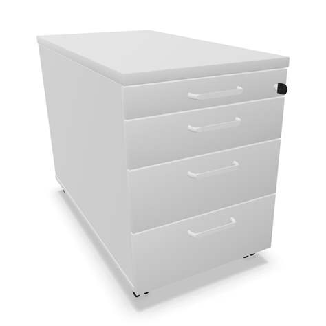 Fahrbarer Container, 4 Schubladen, Farbe Lichtgrau, H x B x T: 600 x 430 x 800 mm - Nowy Styl Group