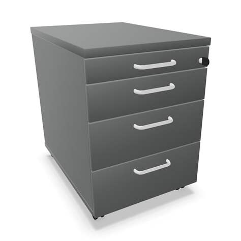 Fahrbares Container, 4 Schubladen, Farbe Dunkelgrau, H x B x T: 600 x 430 x 600 mm - Nowy Styl Group