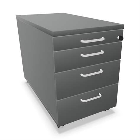 Fahrbarer Container, 4 Schubladen, Farbe Dunkelgrau, H x B x T: 600 x 430 x 800 mm - Nowy Styl Group