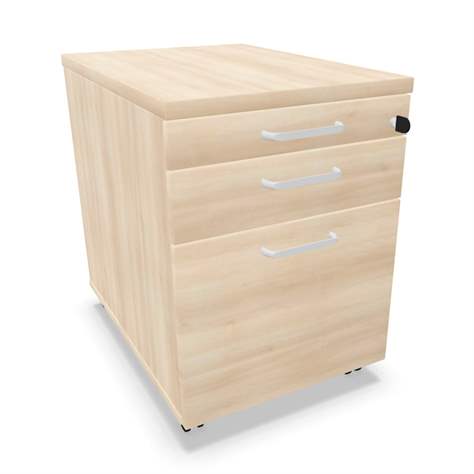 Fahrbarer Container, 2 Schubladen + Registratur, Farbe Akazie, H x B x T: 600 x 430 x 600 mm - Nowy Styl Group
