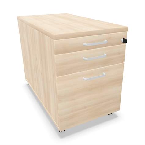 Fahrbarer Container, 2 Schubladen + Registratur, Farbe Akazie, H x B x T: 600 x 430 x 800 mm - Nowy Styl Group