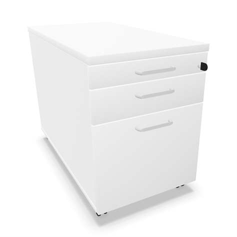 Rollbox - modul container tip dulăpior mobil, 2 sertare + 1 sertar tip registratură, culoare albă, HxLxl: 600 x 430 x 800 mm - Nowy Styl Group