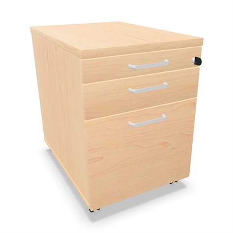 Fahrbarer Container, 2 Schubladen + Registratur, Farbe Ahorn, H x B x T: 600 x 430 x 600 mm - Nowy Styl Group