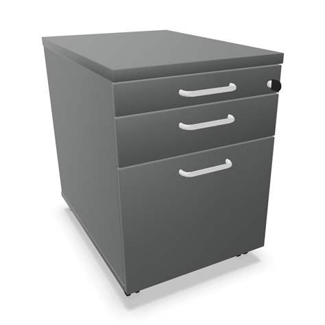 Fahrbarer Container, 2 Schubladen + Registratur, Farbe Dunkelgrau, H x B x T: 600 x 430 x 600 mm - Nowy Styl Group