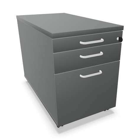 Fahrbarer Container, 2 Schubladen + Registratur, Farbe Dunkelgrau, H x B x T: 600 x 430 x 800 mm - Nowy Styl Group