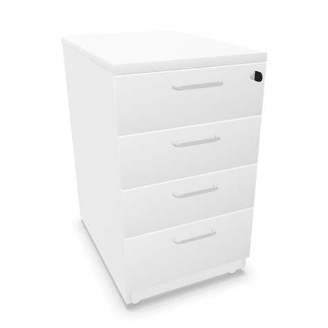 Boxcontainer birou - modul container tip dulăpior birou, 4 sertare, culoare albă, HxLxl: 740 x 430 x 600 mm - Nowy Styl Group