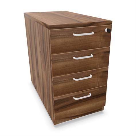 Anbau-Container, 4 Schubladen, Farbe Nussbaum, H x B x T: 740 x 430 x 800 mm - Nowy Styl Group