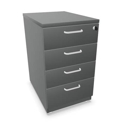 Anbau-Container, 4 Schubladen, Farbe Dunkelgrau, H x B x T: 740 x 430 x 600 mm - Nowy Styl Group