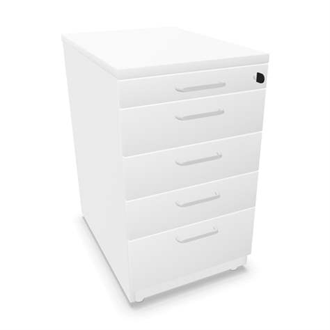Anbau-Container, 5 Schubladen, Farbe weiß, H x B x T: 740 x 430 x 600 mm - Nowy Styl Group