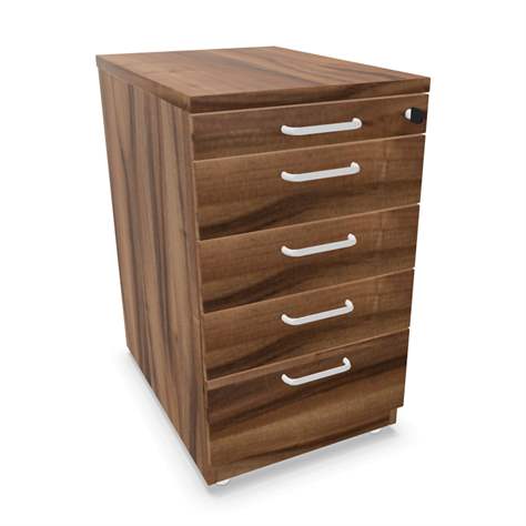 Anbau-Container, 5 Schubladen, Farbe Nussbaum, H x B x T: 740 x 430 x 600 mm - Nowy Styl Group