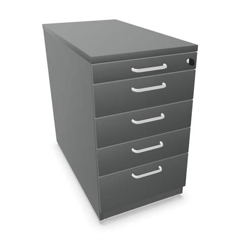 Anbau-Container, 5 Schubladen, Farbe Dunkelgrau, H x B x T: 740 x 430 x 800 mm - Nowy Styl Group