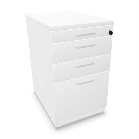 Anbau-Container, 3 Schubladen+Registratur, Farbe weiß, H x B x T: 740 x 430 x 600 mm - Nowy Styl Group