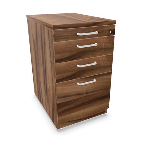 Anbau-Container, 3 Schubladen+Registratur, Farbe Nussbaum, H x B x T: 740 x 430 x 600 mm - Nowy Styl Group