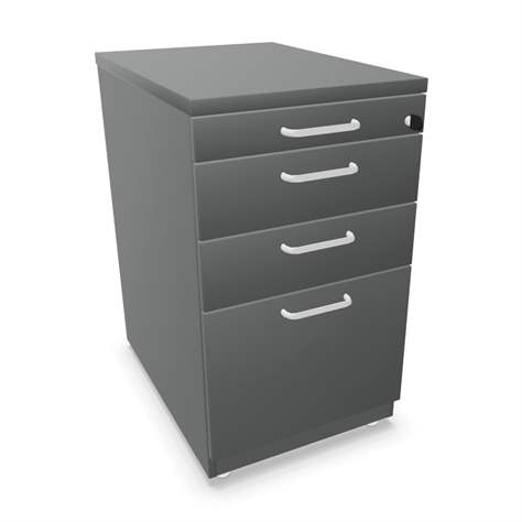 Anbau-Container, 3 Schubladen+Registratur, Farbe Dunkelgrau, H x B x T: 740 x 430 x 600 mm - Nowy Styl Group